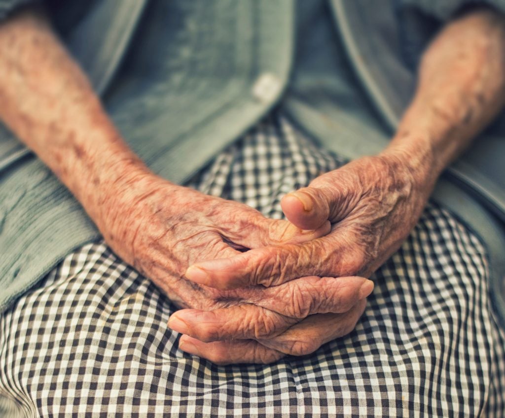 Close up on an old lady's hands