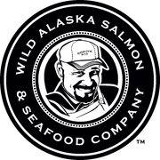 Logo of Wild Alaska Salmon & Seafood Company with a smiling person wearing a cap.