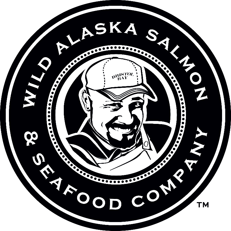Logo of Wild Alaska Salmon & Seafood Company with a smiling person wearing a cap.